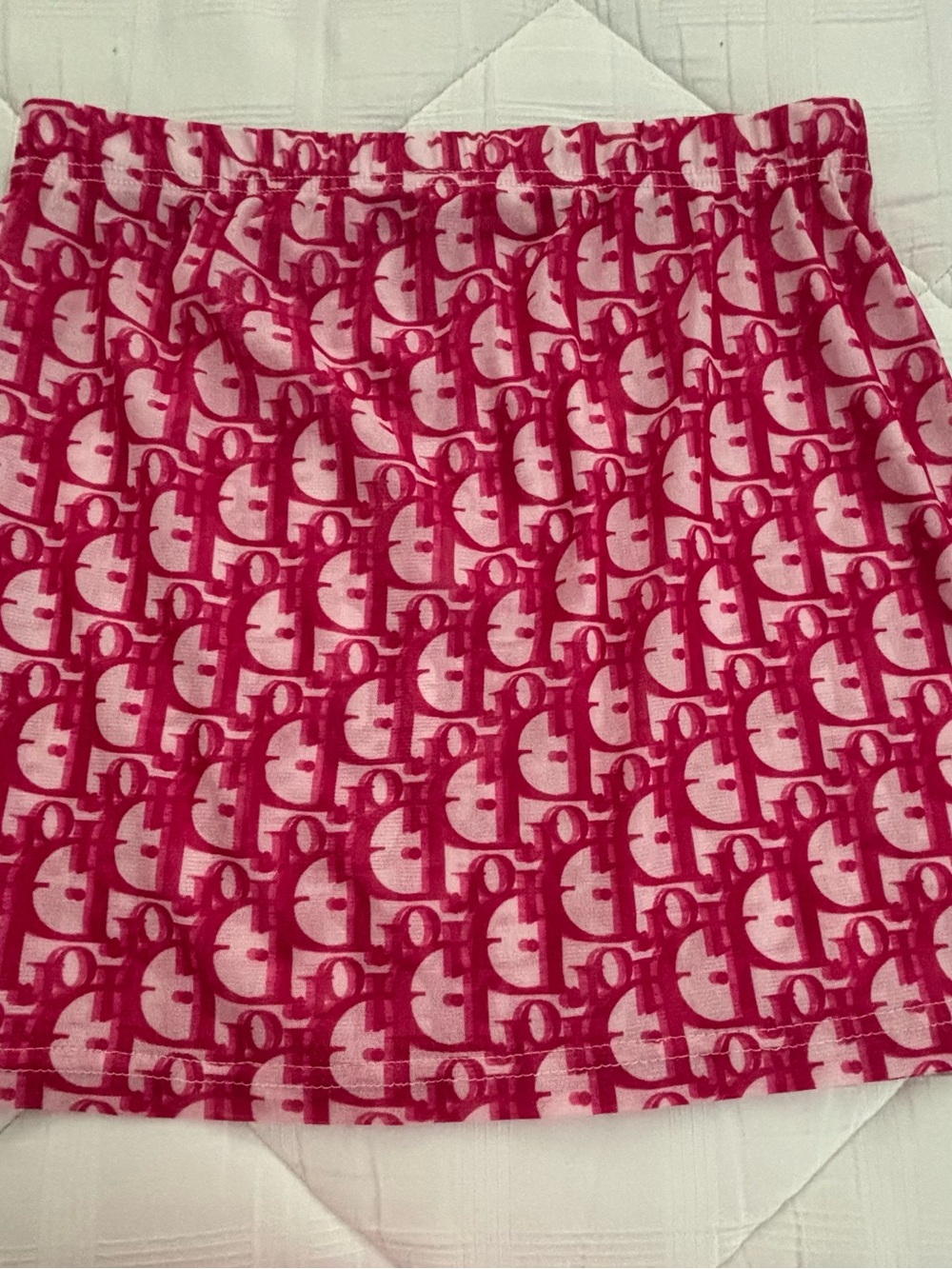 Pink Patterned Women's Skirt - Designer-Inspired Monogram
